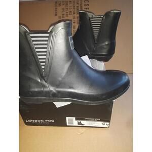 London Fog Piccadilly Rain Boots, Women's Sz 10M,tunie black solid MSRP $50,#164